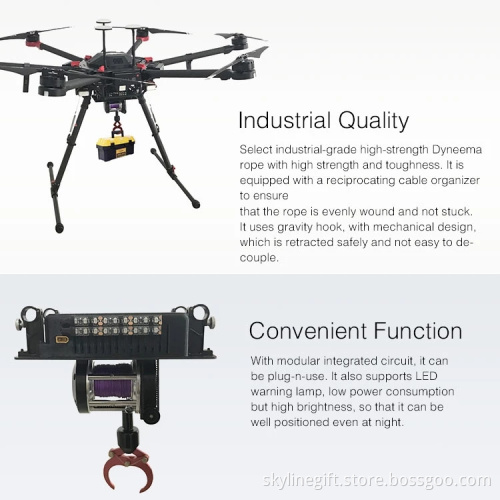 Drone Winch with Hook Cargo Drop Device 5kg Drone Payload Drone Accessories for DJI M600 M600 Pro